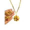 Gold Plated Navaratna Pendant/Locket With Chain ,Earring And Ring For Women. 
