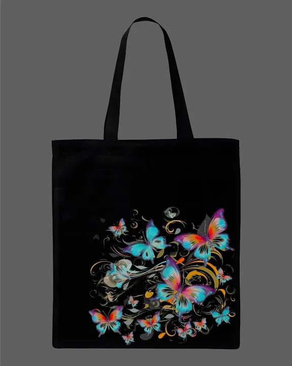 Flying%20Butterflies%20Swirl%20Graphic%20Printed%20Canvas%20Tote%20Bag%E2%80%93%20Eco-Friendly%20Cotton%20Shoulder%20Shopping%20Bag-White,%20Black%20-%20Image%203