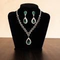 Premium Women’s Bridal Jewelry Set – Elegant Teardrop Crystal Necklace & Matching Earrings – Luxury Wedding Accessory Set. 