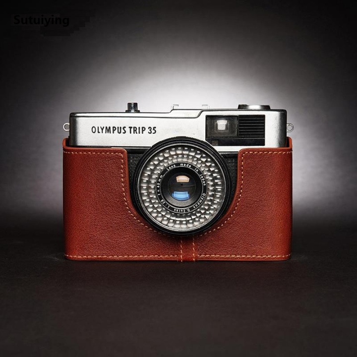 Sutuiying%20Roadfisher%20Genuine%20Real%20Leather%20Camera%20Bag%20Protect%20Case%20Cover%20Hot%20Selling%20Base%20Grip%20Shoulder%20Belt%20Neck%20Strap%20For%20Olympus%20Trip%2035%20Trip35%20-%20Image%202