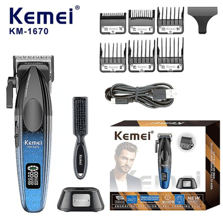 New Kemei Hair Trimmer Professional Trimmer Adjustable Haircut Machine 9000 RPM Hair Clipper Brushless Motor Trimmer for Men KM-1670