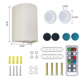 Rechargeable Wall Sconce Magnetic Wireless Lamp Set Kit RGB Colors Dimmable with Fabric Linen Shade and Remote, Lighting 2Pcs. 