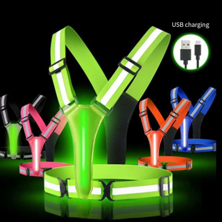 Safe Rechargeable LED Reflective Vest High Visibility Adjustable Waist ...