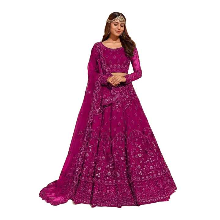 Embroidered Semi Stitched Lehenga Choli (Pink)
