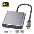 2 in 1 Type C Adapter 4K C To Dual HDMI, Type C To HDMI Adaptor PD. 