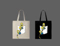 Minions Printed Cotton Tote Bag | White & Black. 