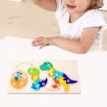 Montessori Wooden Animal Growth Puzzle - Dinosaur Life Cycle Jigsaw for Kids - Educational Number Learning & Logic Toy - Early Development Gift for Toddlers & Preschoolers (30cm x 15cm). 