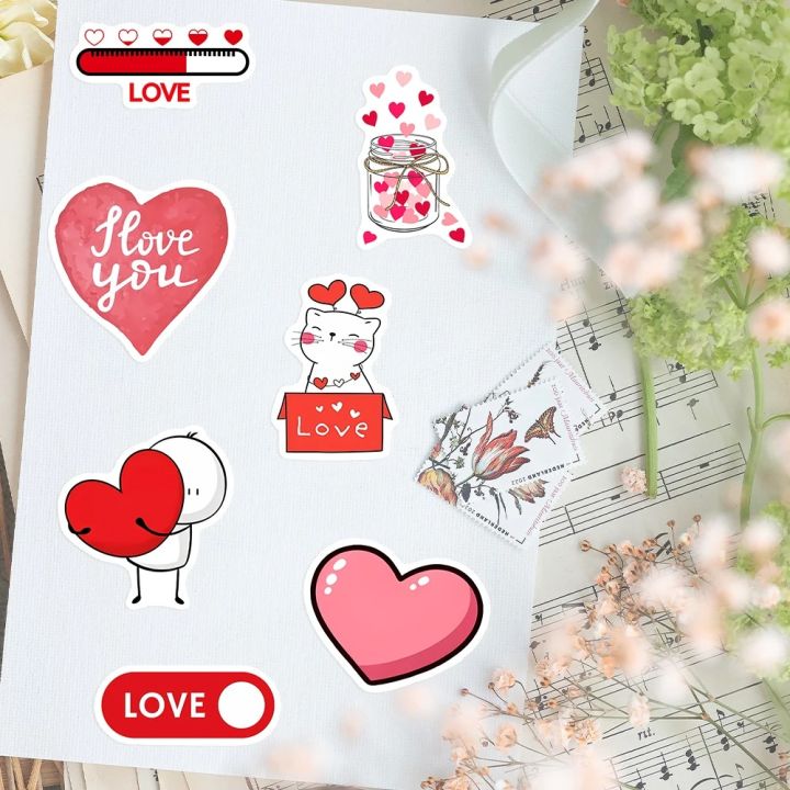 Artsy%20Home%2025/50Pcs%20Valentine's%20Day%20Red%20Love%20Heart%20Shape%20Stickers%20for%20Laptops%20Scrapbook%20Journal%20Diary%20and%20Cellphone%20Cover%20-%20Image%202