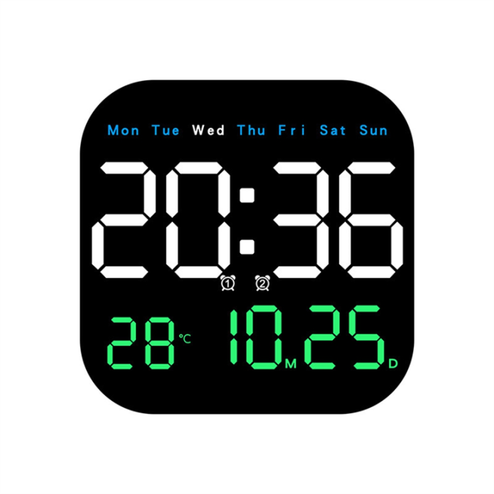 Digital Wall Clocks LED Electronic Table Clock 12/24H Wall-Mounted LED Alarm Clock Remote A