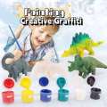 DIY Painted Graffiti Dinosaur Childrens Science Education Three-dimensional Hand-made Coloring Toys for Kids Birthday Gifts. 