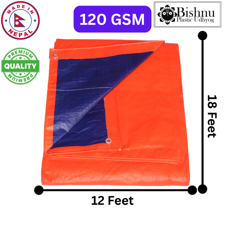 Bishnu Multipurpose 12x18 ft Orange-Blue Tarpaulin / Tripal 120 GSM (12*18 feet)