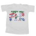 White Happy Holi Guru/Patlu Printed T-Shirt Kor Kids. 