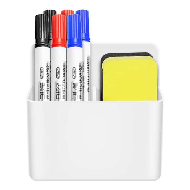 KITANIS Magnetic Pen Holder,2 Pack Magnetic Dry Erase Marker Holder With Generous Compartments Strong Magnet Storage Marker Pen Pencil Organizer For Refrigerator Whiteboard Locker Accessories