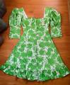 Green Floral Milkmaid Dress. 