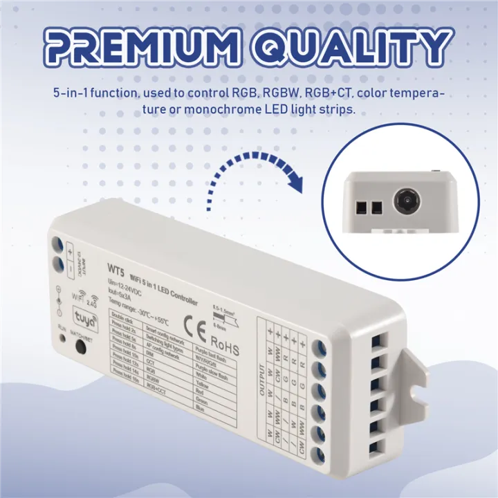 NAMUNY%20Tuya%20LED%20Controller%205%20in%201%20Dimmer%20CCT%20RGB%20RGBW%20RGBWW%20RGBCCT%20Strip%20Smart%20Life%20Wifi%202.4G%20RF%20Remote%20Controller%2012-24V%20WT5%20-%20Image%206