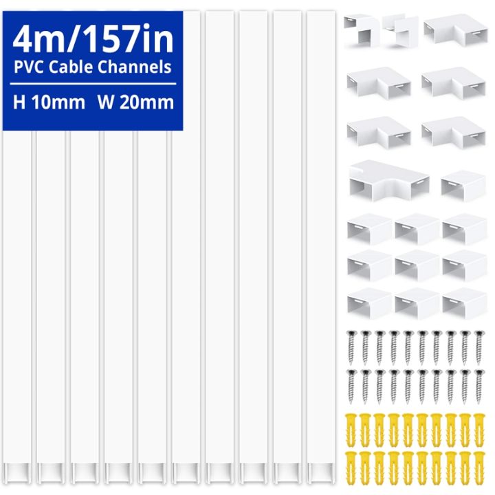 10Pcs PVC Cord Duct Cable Cover Raceway Wall Cable Management Electric ...