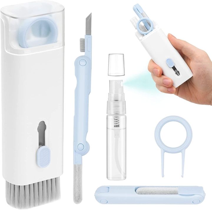 7 in 1 Laptop & Keyboard Cleaner Kit | Multi-Function Computer Cleaning Set with Brush, Airpod Cleaner Pen, Key Puller & Spray Bottle