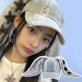 Y2k Hats New Jeans Bunny Ears Hats Kpop Outfits For Women Baseball Cap Hip-hop Beanies Grunge Girl Caps ZHANGNA. 