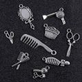 60pcs Charming Alloy Hairdresser Charms Sliver Mixed Styles Mixed Styles Hairstylist Charms Barber Shop Tool Scissor Comb Mirror Pendants for Jewelry Making. 