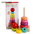 DISICHEN 2025 New Rainbow Tower Ferrule Tumbler Wooden tacked Puzzle Children Educational Toy Early Childhood Rainbow Tower Circle. 