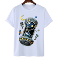 Cool Hourglass Space Station Cotton Unisex Summer T-shirt. 