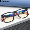Black Matte Trendy Unique Transparent Designed Premium Blue Ray Cut  Square Framed Unisex Computer Glasses For Men. 