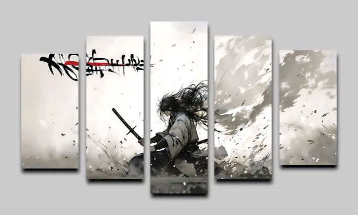 Samurai%20Warrior%20Canvas%20Wall%20Art%20%E2%80%93%20Japanese%20Anime%20Style%20%7C5-Piece%20-%20Image%202