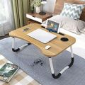 Foldable and Portable Multi-Purpose Laptop Table Stand / Study Table / Bed Table / Ergonomic & Rounded Edges / Non-Slip Legs / Engineered Wooden Color. 