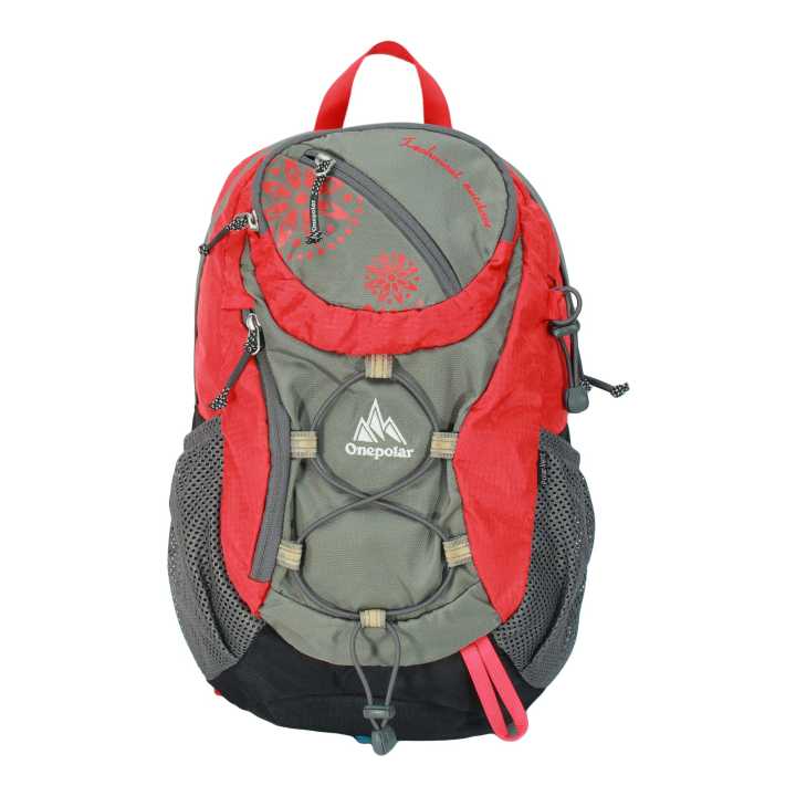 One Polar Unisex Red /Grey Color Nylon  Zippered Vibrant, Stylish Nursary Bag Model No - 1586 (Size - 250*140*410mm)