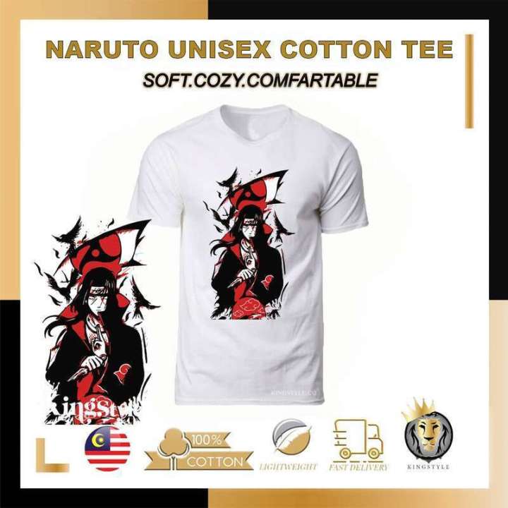 Korea Promosi Murah NARUTO 35 ITACHI TShirt 100% Cotton Unisex Short Sleeve Bu Men Women Ready Stock COD