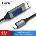 TOPK AC32 1m Micro USB Cable Fast Charging Cable s7 edge OPPO R9 Vivo X20 Voltage and Current Display Data Sync Cable-intl. 