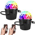 2-Pack Portable Mini Disco Ball Light for Party, RGB DJ Strobe Light with Remote Control, Sound Activated Stage Lights. 