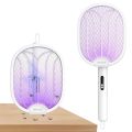 Foldable Swivel Mosquito Bat, 3 in 1 Mosquito Racket USB Rechargeable, Bug Zapper Electric Fly Swatter with UV Light Lamp, Hangable Mosquito Swatter Racket w/Long Lasting Lithium-ion Battery. 