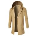 Solid Color Men Outerwear Comfortable Long Sleeve Coat Boy Hooded Jacket. 
