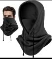 Black Flap Mask And Hoodie Designed Unique Winter Cap For Men | Black Solid Polar Fleece Neck Gaiter With Cap For Men. 