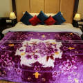 Purple Floral Double Ply Korean Double Bed Acrylic Blanket. 