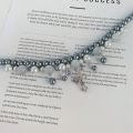 【Innovative designs】Sweet Cool Elegant Multi-layer Pearl Industry Cross Women's Light Niche Collarbone Chain Choker Necklace Necklace. 