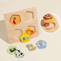 Educational Toys Puzzle Board Wooden Toys 3D Puzzles Pattern Cognitive Interactive Shape Matching Board Game DIY Logical Thinking Animal Jigsaw Toys Parent Child. 