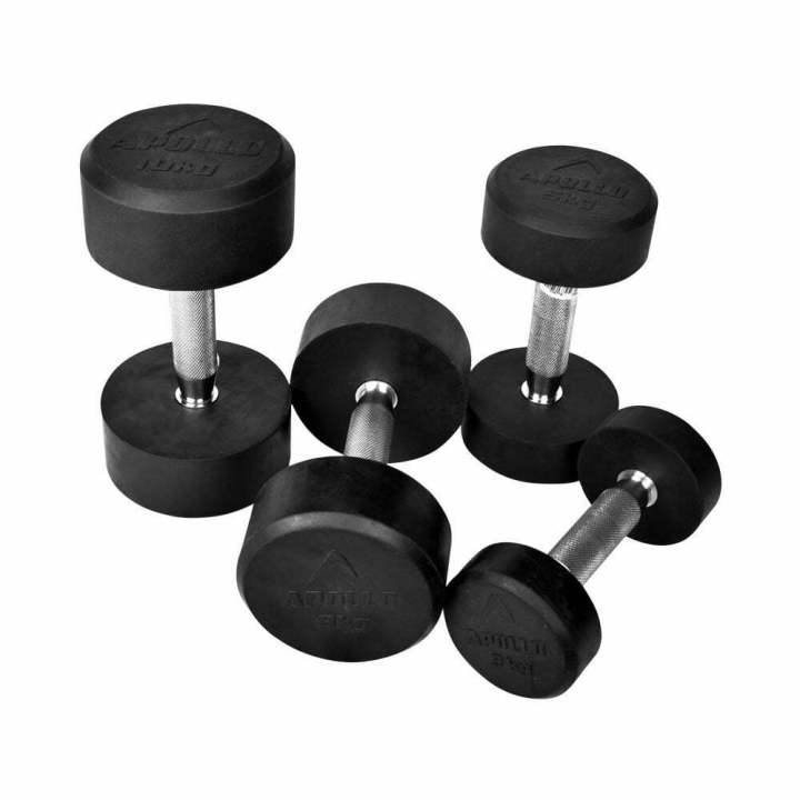 2025 Jivly JD Collection Rubber Dumbbell with Metal Handles Fitness Home Gym Exercise Dumbbells 1kg, 2kg, 3kg, 4kg, 5kg, 6kg, 7kg, 8kg, 10kg, 12kg (1-Pc)