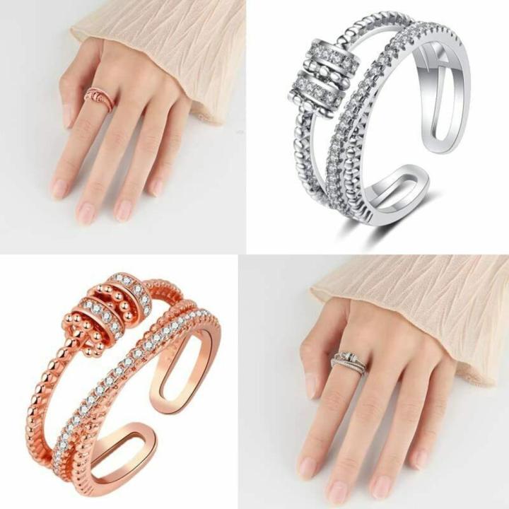 Adjustable Size Fidget Ring Lightweight Plated Colorful Beads