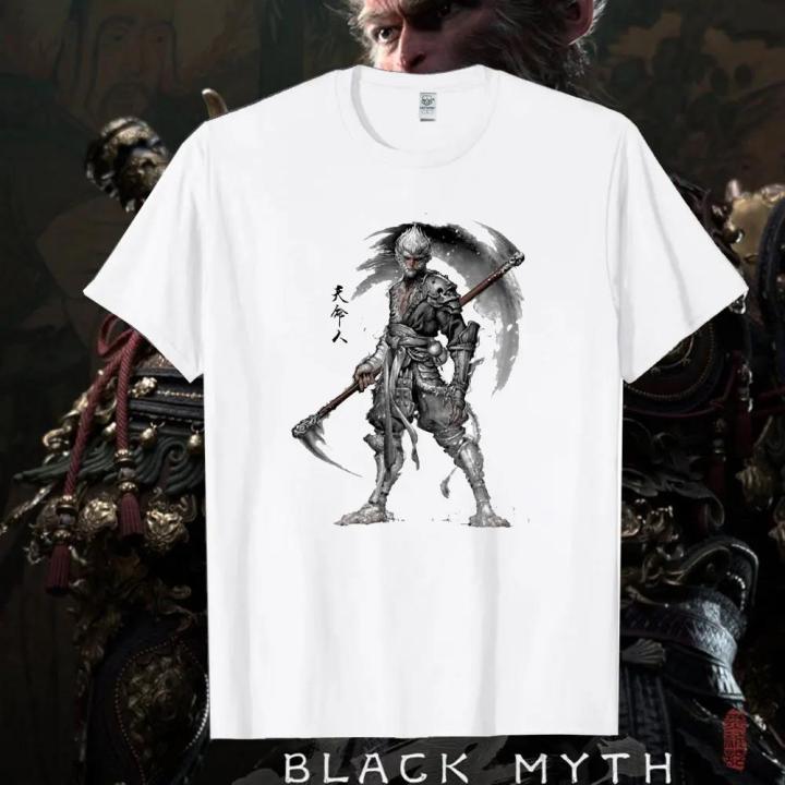 HOT%20Classic%20Black%20Myth%20Wukong%20Men's%20High%20Quality%20T-shirt%20Game%20Player%20Clothing%20Cotton%20Unisex%20Summer%20Streetwear%20Tops%20Camiseta%20Hombre%20-%20Image%204