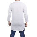 White Cotton Long Kurta For Men. 
