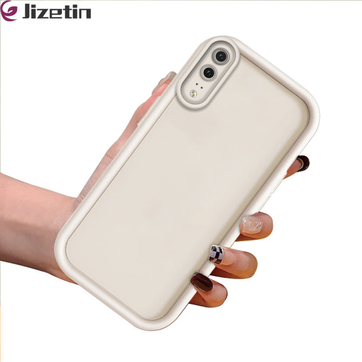 Jizetin for Huawei P20 Back Cover Classical Color Ladder Camera Soft Rubber Mobile Phone Case