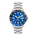 Fossil Silver/Blue Stainless Steel Business Watch For Men - FS5991. 