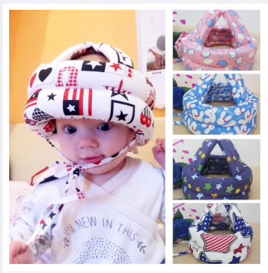 Baby Head Protector With Lace Lock Cushion Bumper Head Guard Safety Fabric Helmets