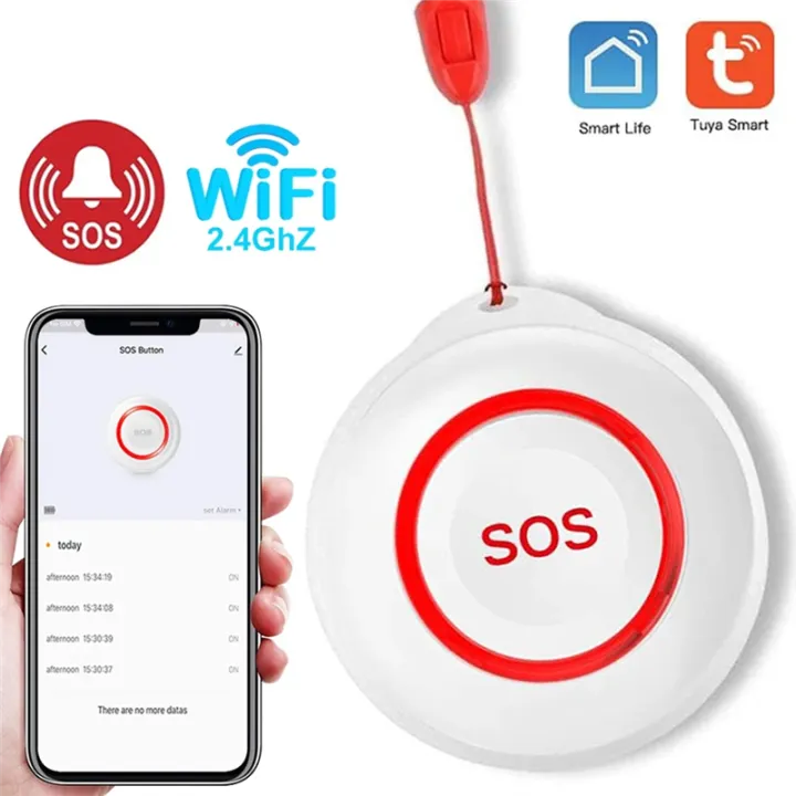 WiFi SOS Alarm Button Battery Rechargeable Elderly Smart Emergency ...