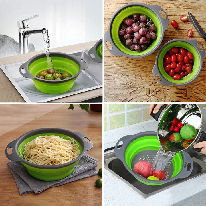 Silicone Kitchen Bowl Strainer/Colander, Best Sink Basket for Washing Vegetable, Fruit, Drainer for Pasta, Noodles, Food Items