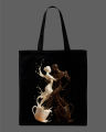 Aesthetic Dance Art Printed Tote Bag – Eco-Friendly Cotton Shoulder Bag  -White, Black. 