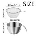 2Pcs/set sturdy Fine Mesh Stainless Steel Colander Large Capacity with Handle Drain Basket Measuring Scale Durable Scale Measuring Cup Vegetable Washing Basin. 