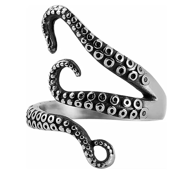 Creative Octopus Rings for Men Gothic Deep Sea Monster Squid
